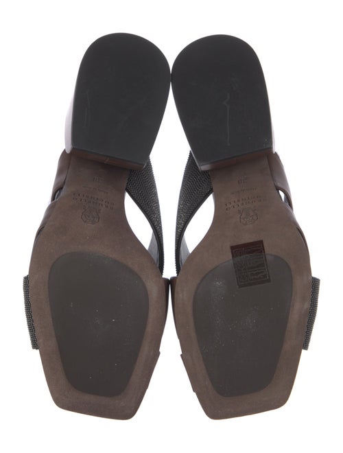 Brunello Cucinelli Monili Leather Slides