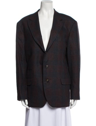 Brunello Cucinelli Virgin Wool Plaid Print Blazer