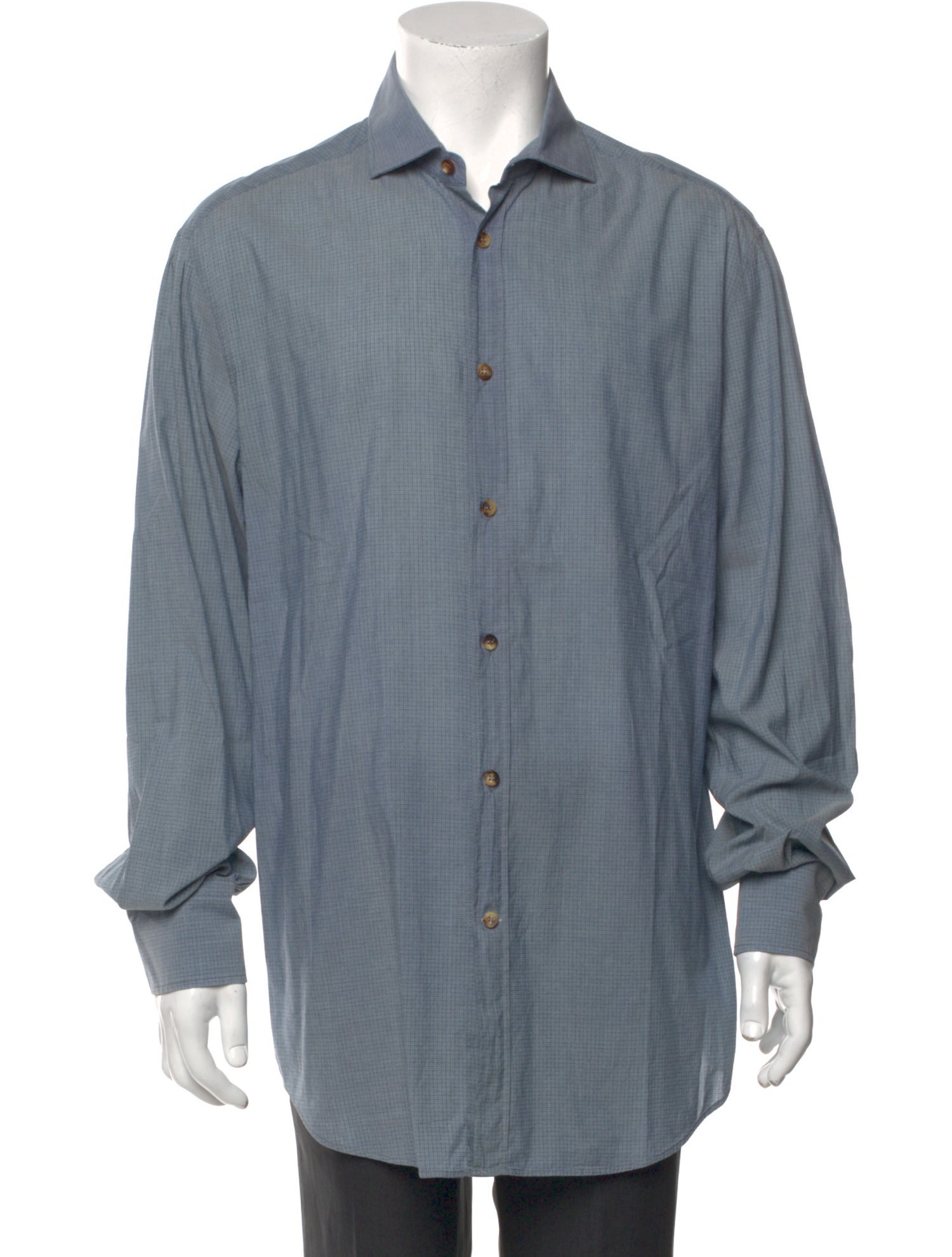 Brunello Cucinelli Plaid Print Long Sleeve Dress Shirt