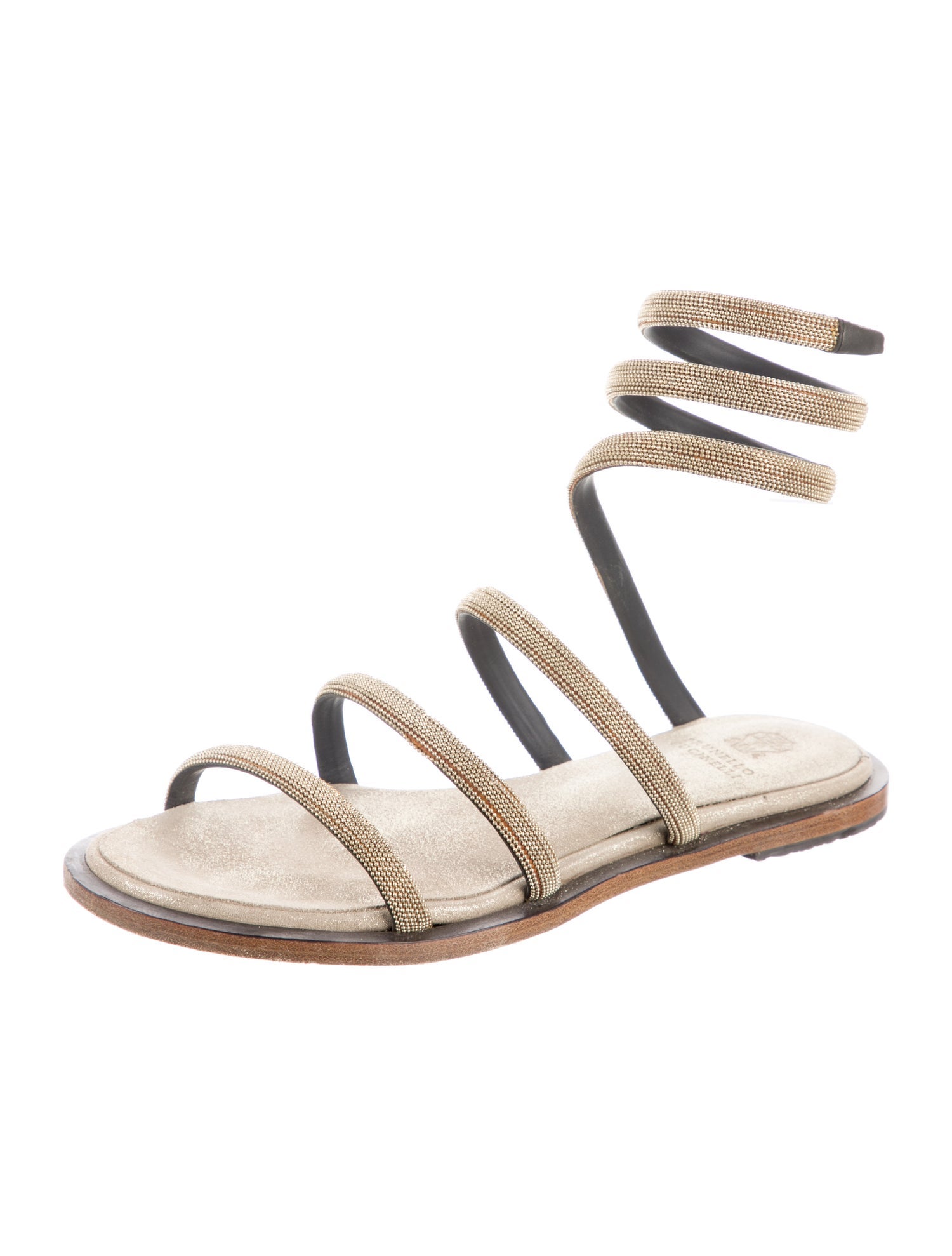 Brunello Cucinelli Leather Gladiator Sandals