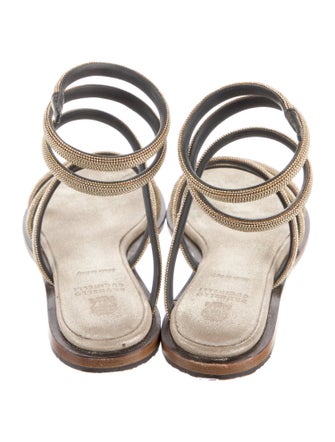 Brunello Cucinelli Leather Gladiator Sandals