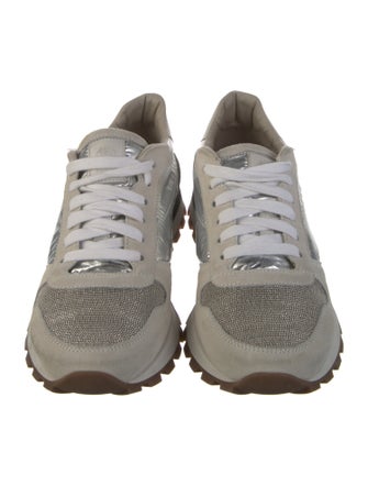 Brunello Cucinelli Leather Crystal Embellishments Sneakers