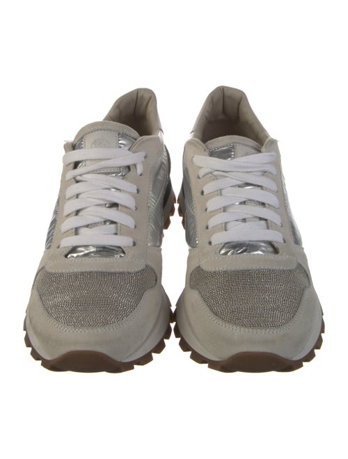Brunello Cucinelli Leather Crystal Embellishments Sneakers