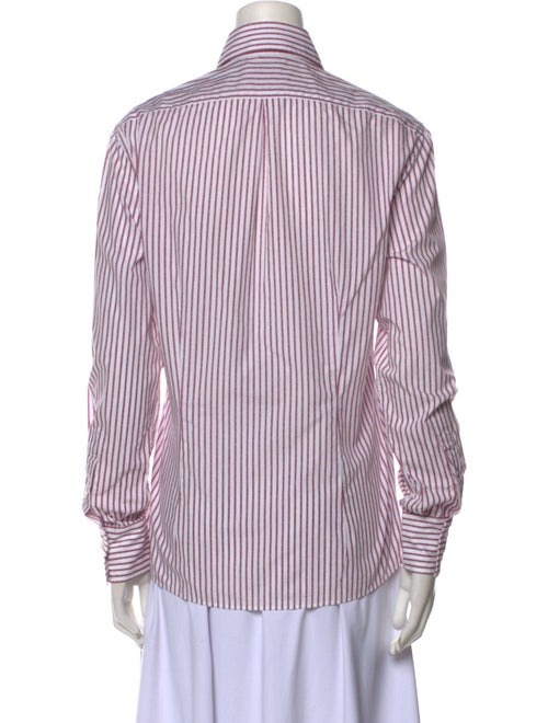 Brunello Cucinelli Striped Long Sleeve Button-Up Top