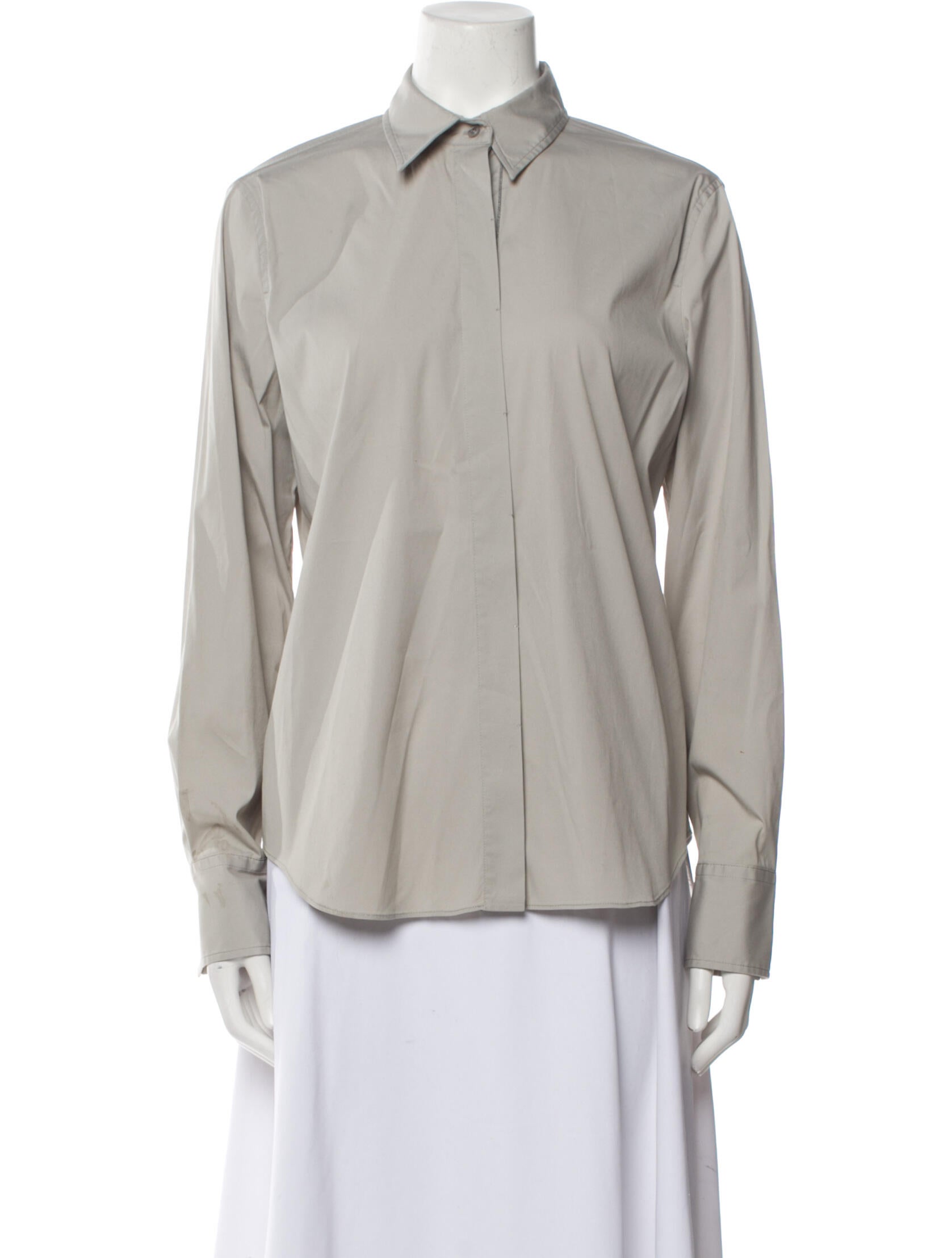 Brunello Cucinelli Long Sleeve Button-Up Top