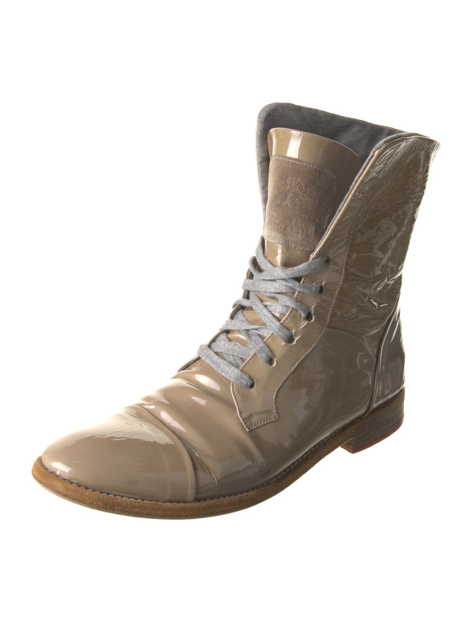 Brunello Cucinelli Patent Leather Combat Boots