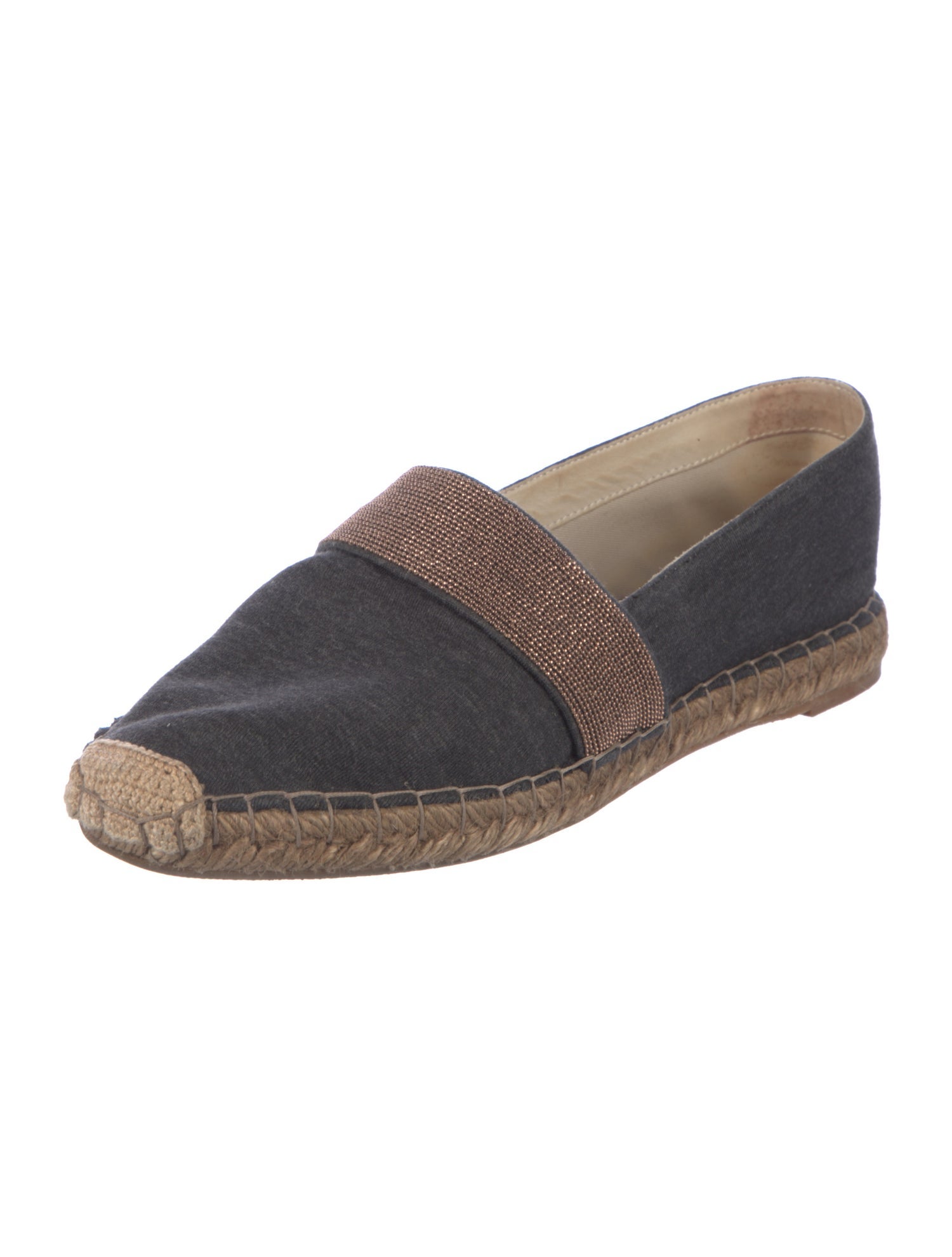 Brunello Cucinelli Colorblock Pattern Beaded Accents Espadrilles