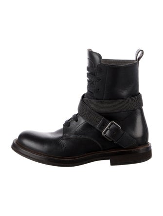 Brunello Cucinelli Monili Leather Combat Boots