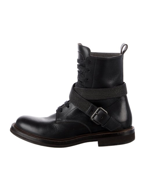 Brunello Cucinelli Monili Leather Combat Boots