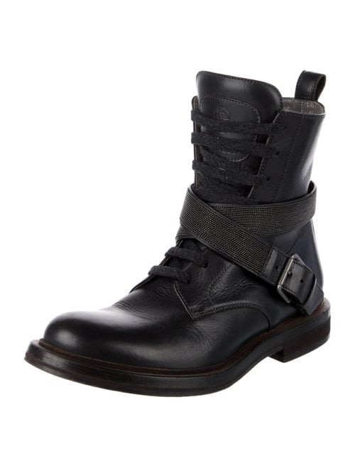 Brunello Cucinelli Monili Leather Combat Boots