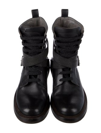 Brunello Cucinelli Monili Leather Combat Boots