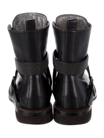 Brunello Cucinelli Monili Leather Combat Boots