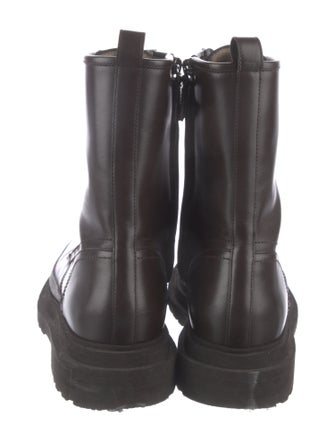 Brunello Cucinelli Leather Beaded Accents Combat Boots