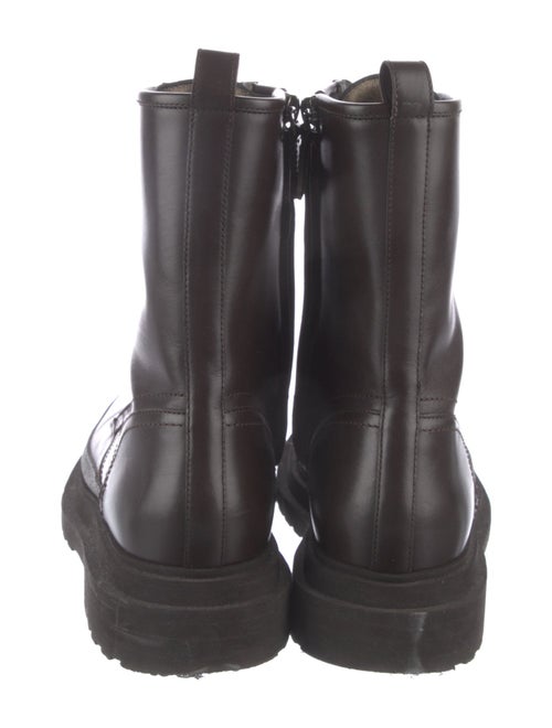 Brunello Cucinelli Leather Beaded Accents Combat Boots