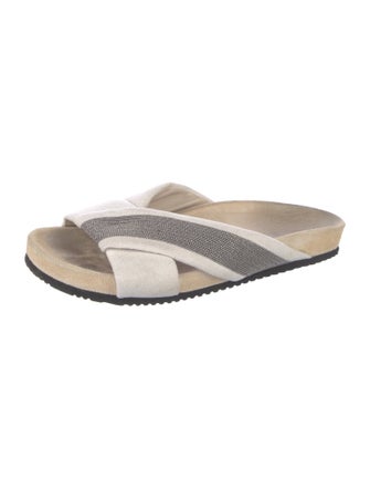 Brunello Cucinelli Monili Suede Slides