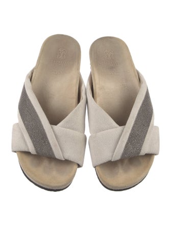 Brunello Cucinelli Monili Suede Slides