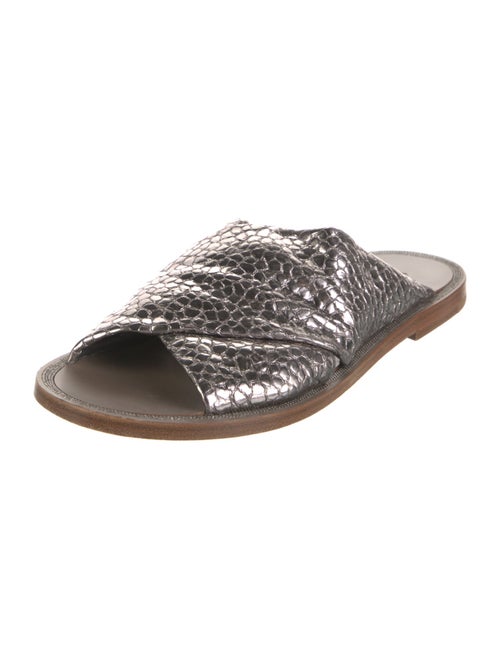 Brunello Cucinelli Monili Leather Slides