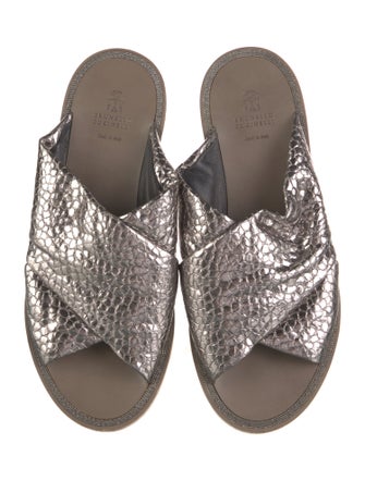 Brunello Cucinelli Monili Leather Slides