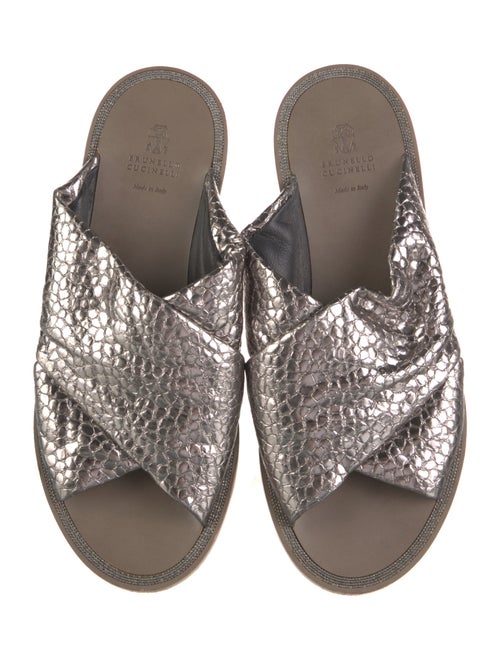 Brunello Cucinelli Monili Leather Slides