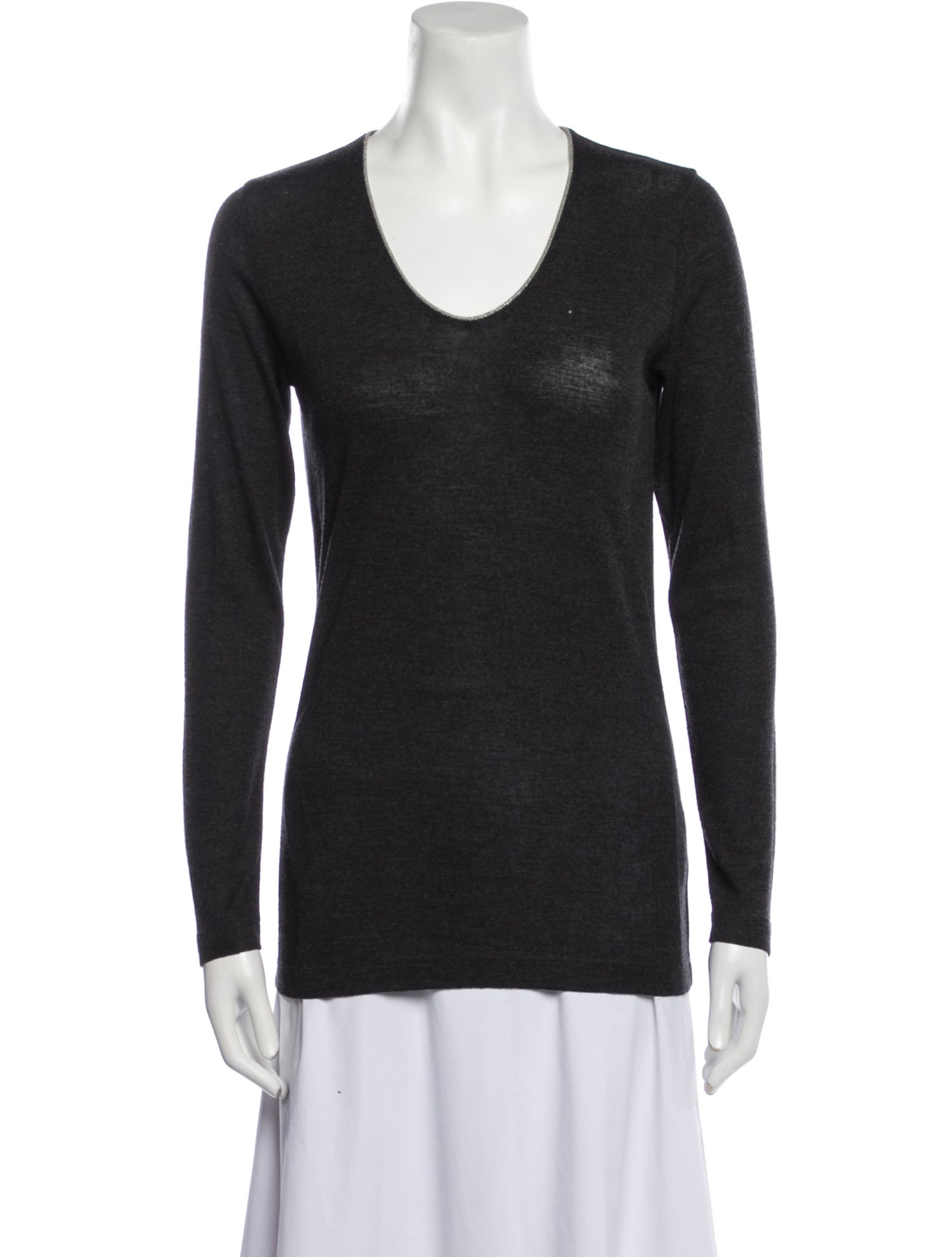 Brunello Cucinelli Wool V-Neck T-Shirt