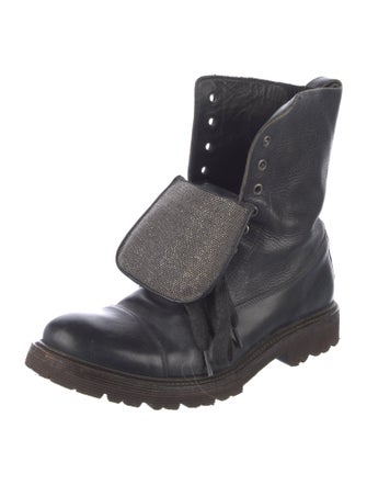 Brunello Cucinelli Monili Leather Combat Boots