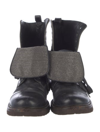 Brunello Cucinelli Monili Leather Combat Boots