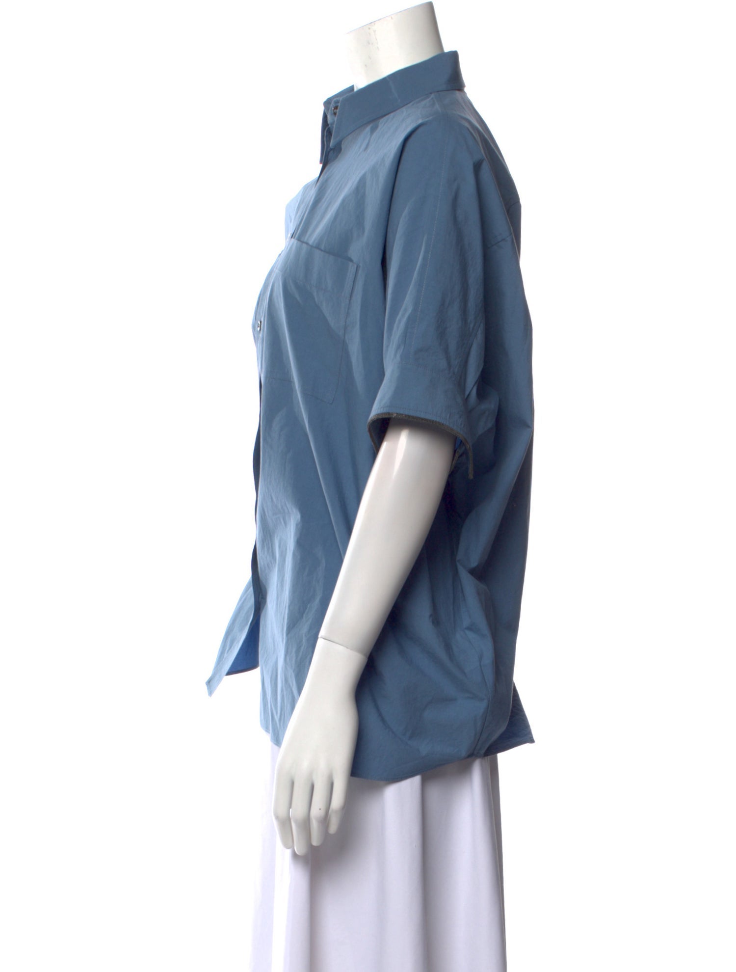 Brunello Cucinelli Three-Quarter Sleeve Button-Up Top