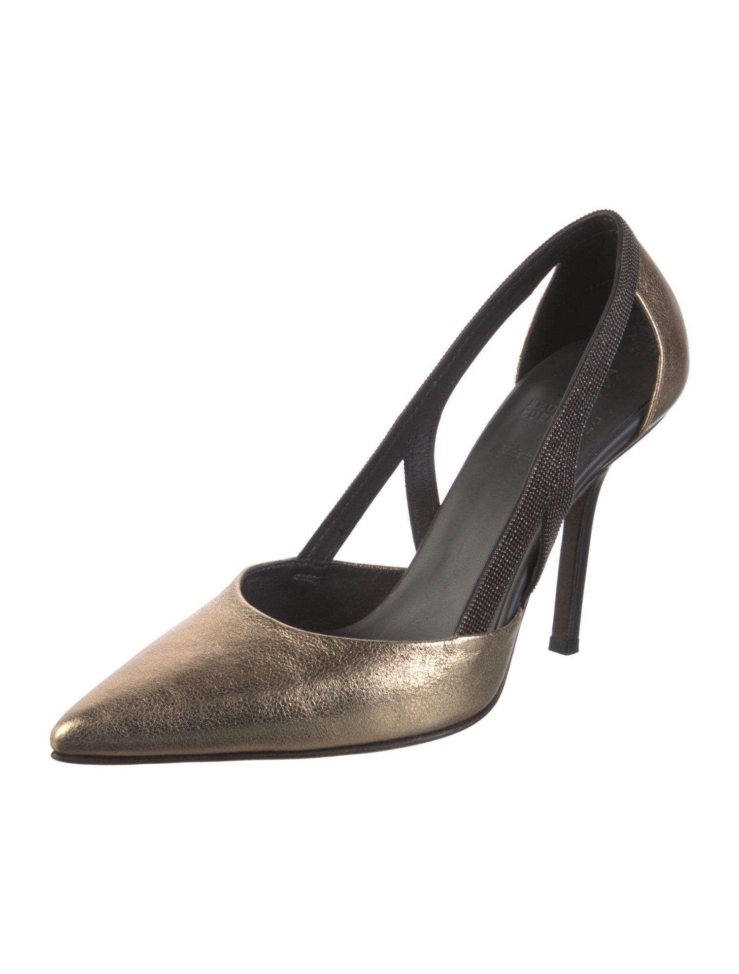 Brunello Cucinelli Monili Leather Slingback Pumps