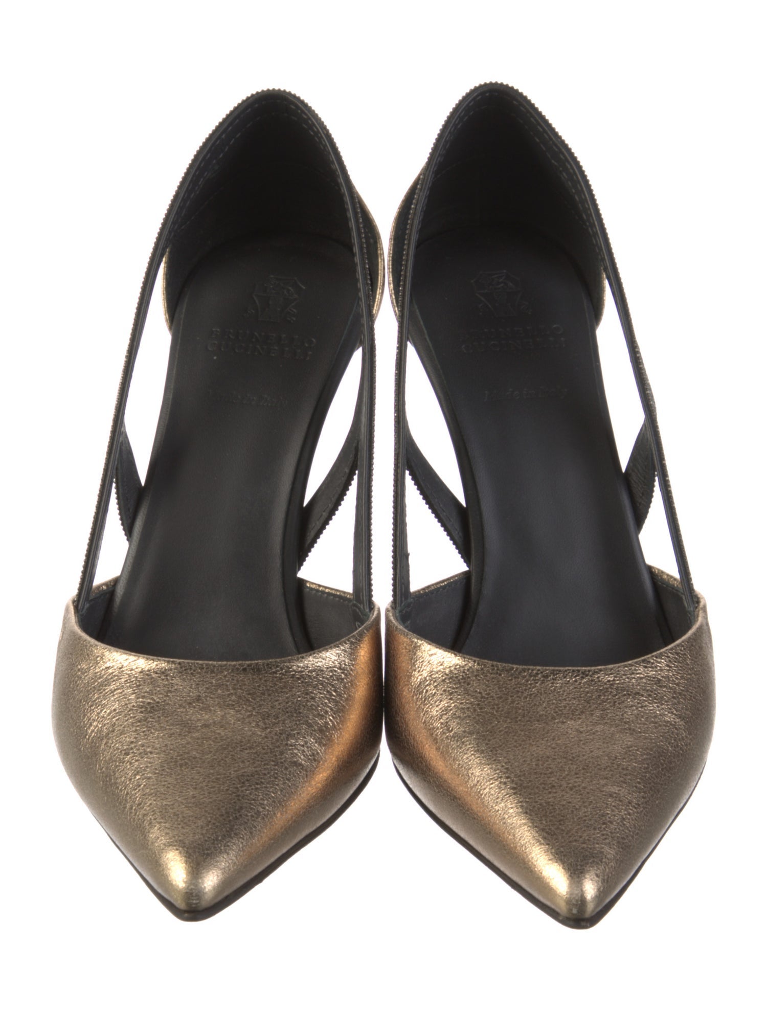 Brunello Cucinelli Monili Leather Slingback Pumps