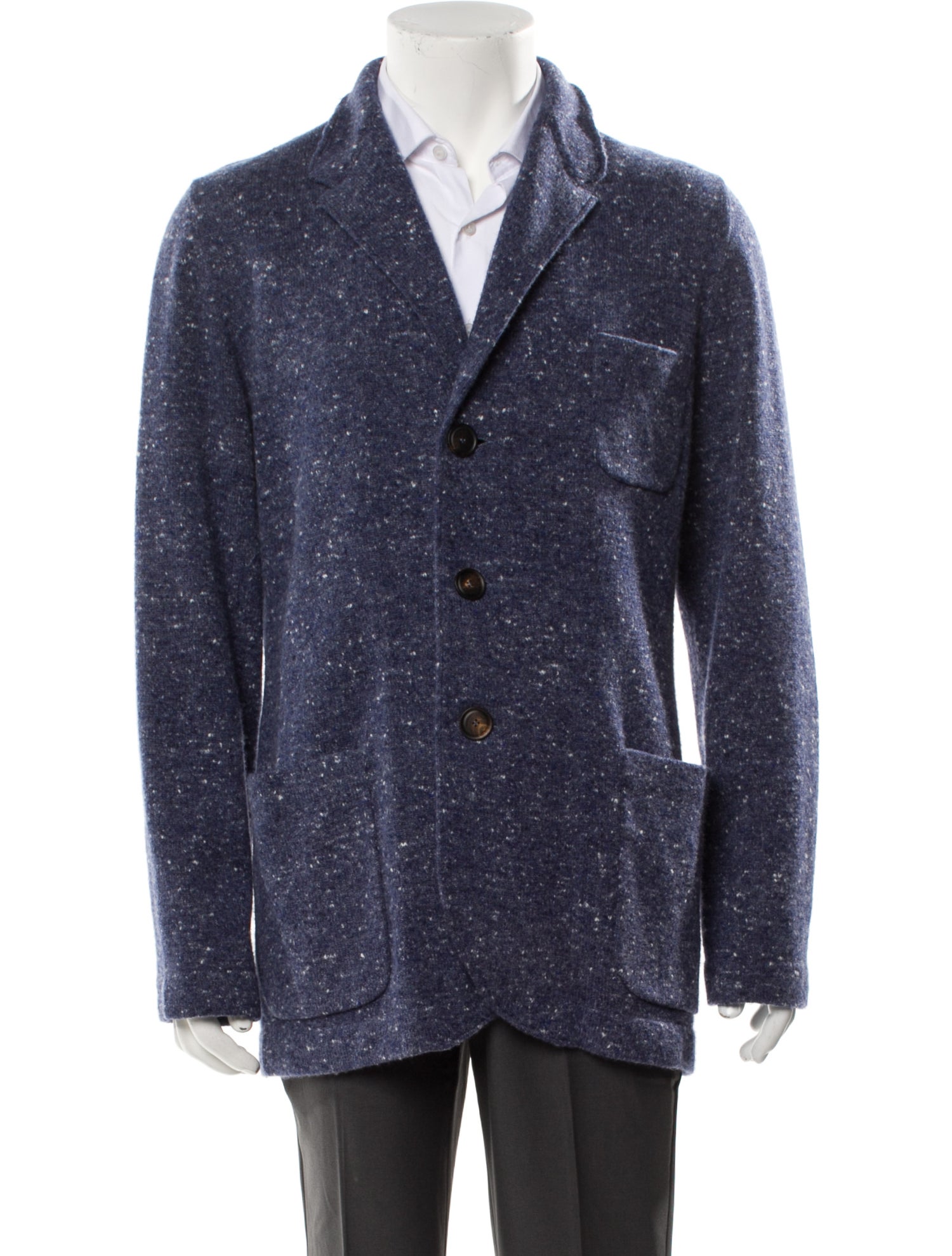 Brunello Cucinelli Virgin Wool Tweed Pattern Peacoat