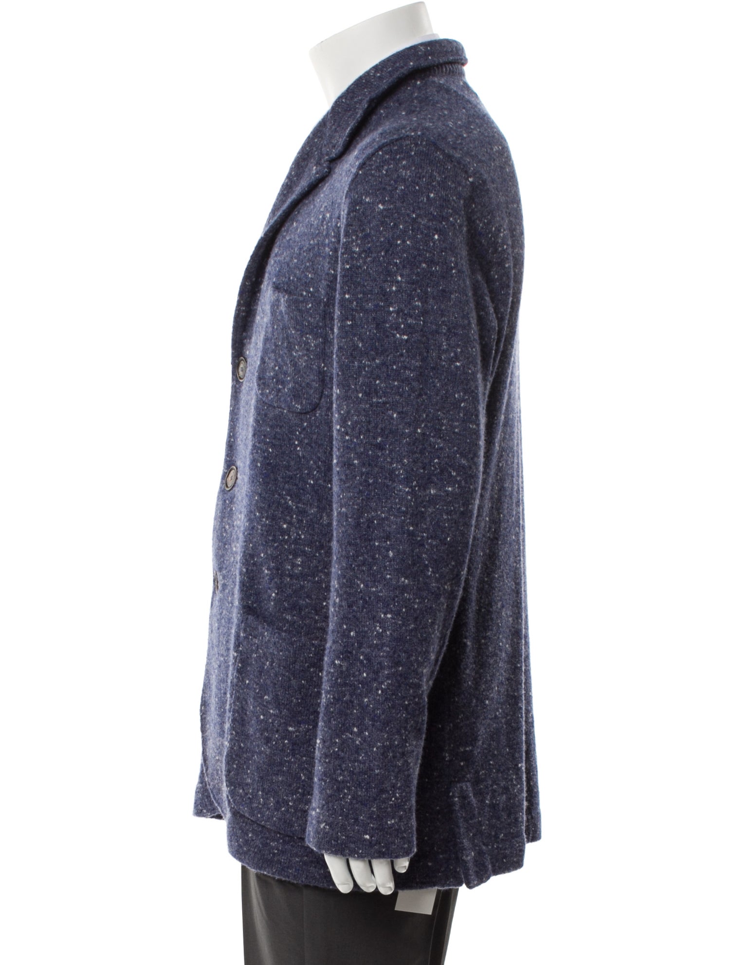 Brunello Cucinelli Virgin Wool Tweed Pattern Peacoat