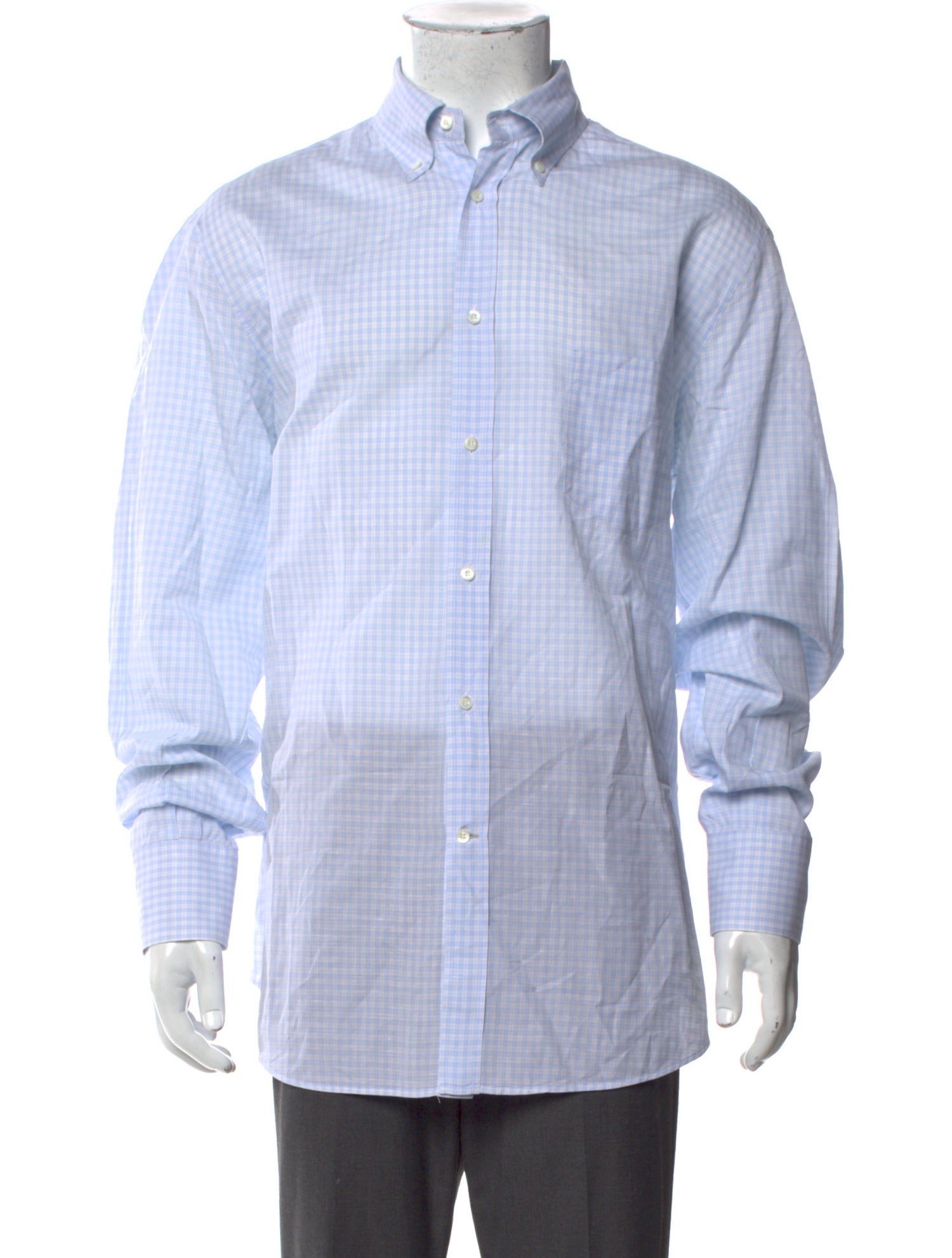 Brunello Cucinelli Plaid Print Long Sleeve Dress Shirt