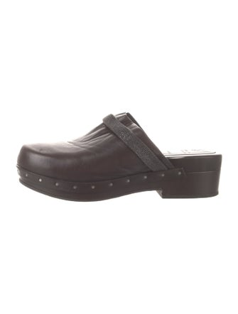 Brunello Cucinelli Leather Beaded Accents Mules