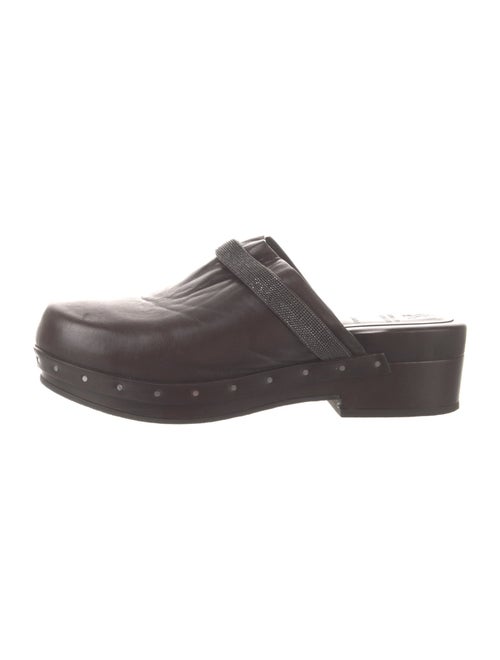 Brunello Cucinelli Leather Beaded Accents Mules
