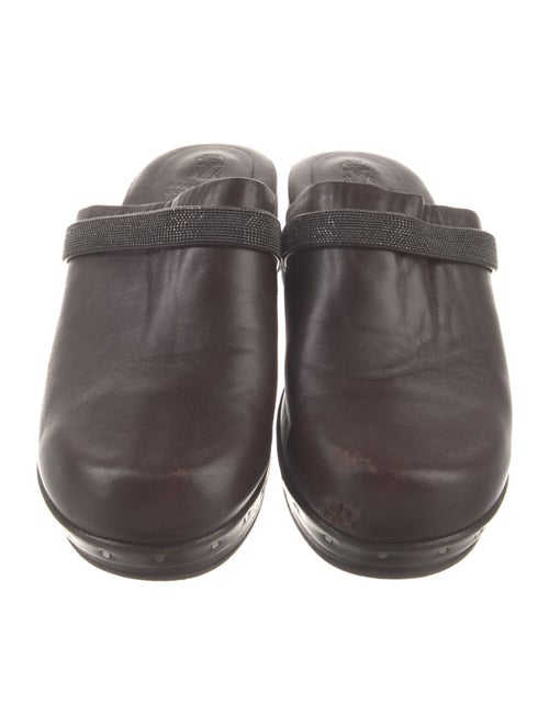 Brunello Cucinelli Leather Beaded Accents Mules