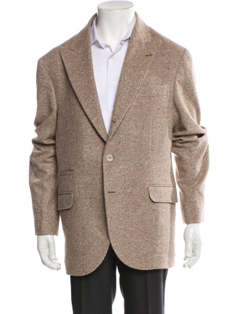 Brunello Cucinelli Wool Tweed Pattern Peacoat