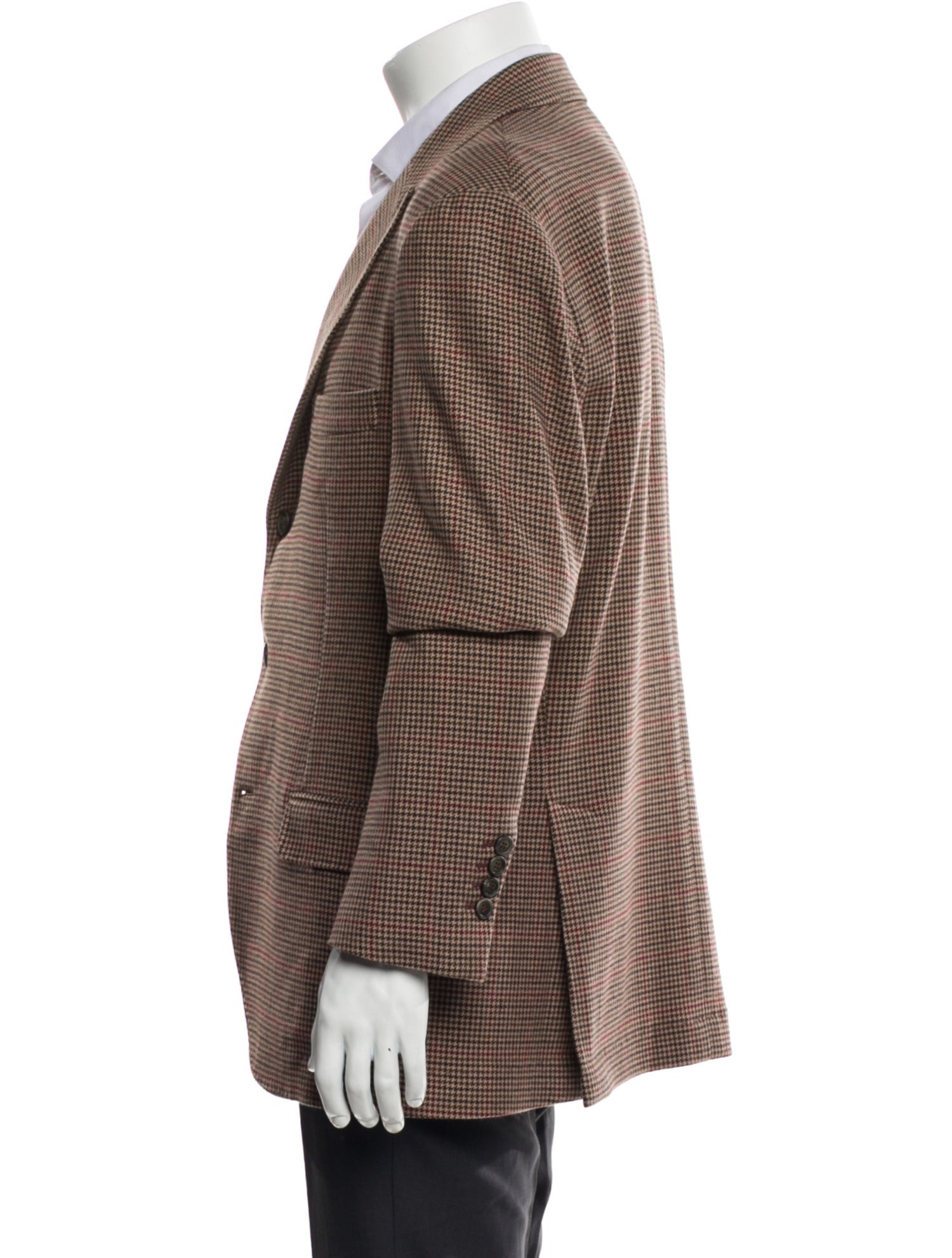 Brunello Cucinelli Cashmere Houndstooth Print Overcoat