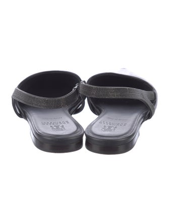 Brunello Cucinelli Leather Beaded Accents Slingback Flats