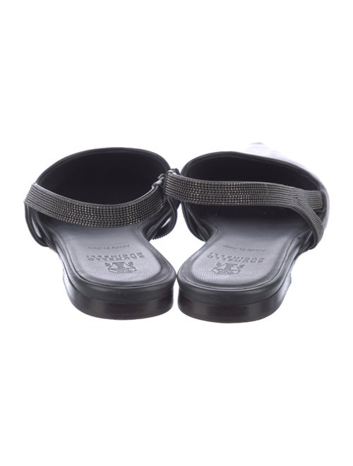 Brunello Cucinelli Leather Beaded Accents Slingback Flats