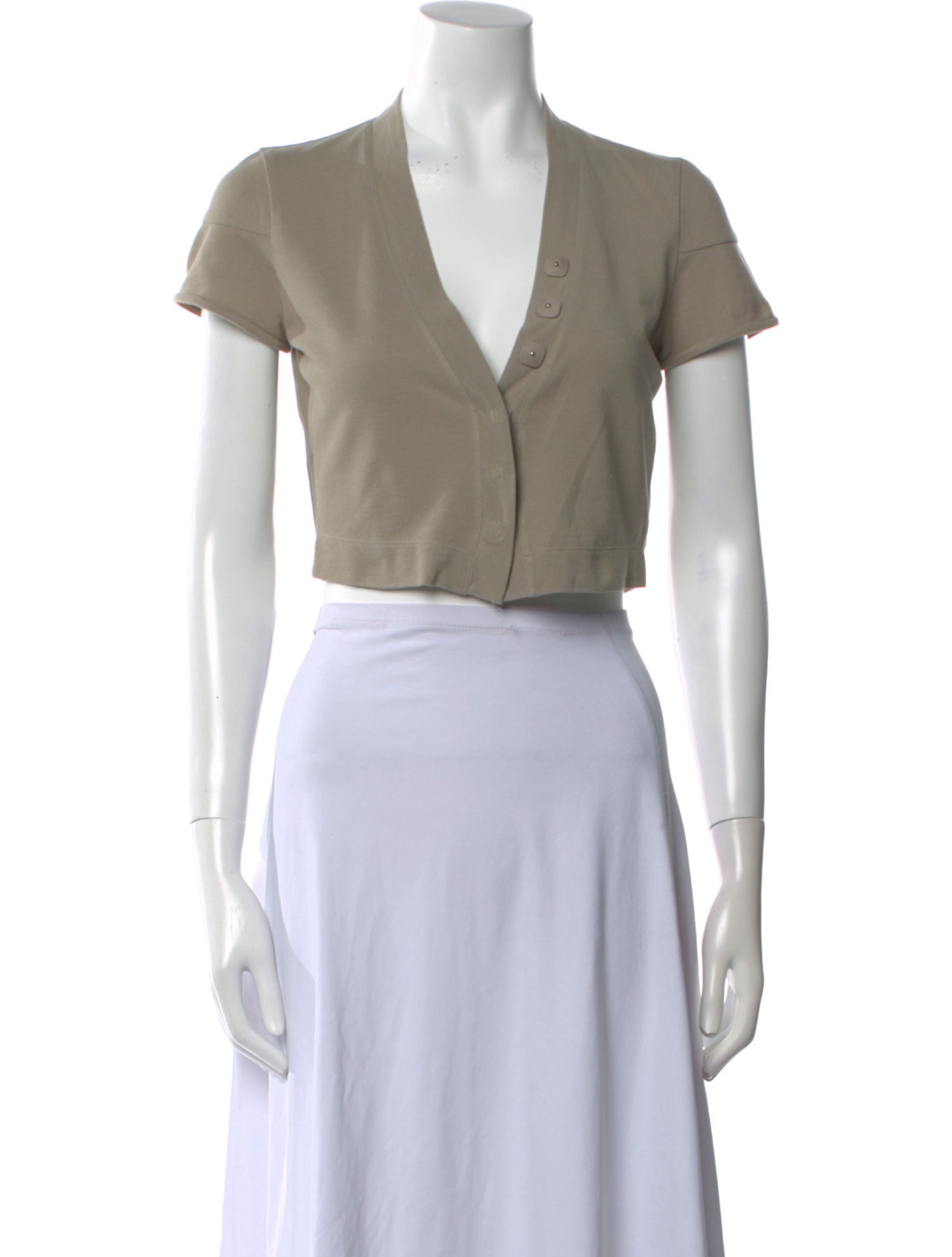 Brunello Cucinelli V-Neck Short Sleeve Crop Top