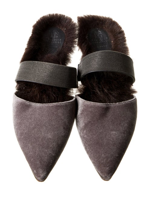 Brunello Cucinelli Monili Velvet Mules