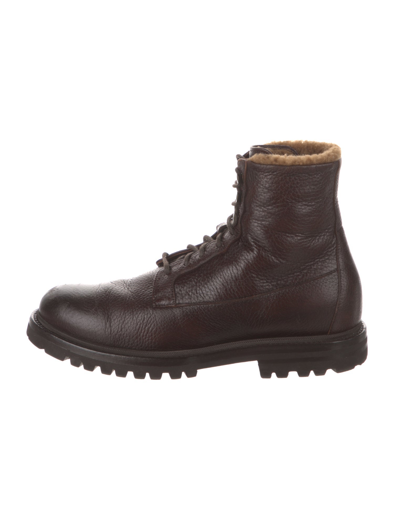 Brunello Cucinelli Leather Combat Boots