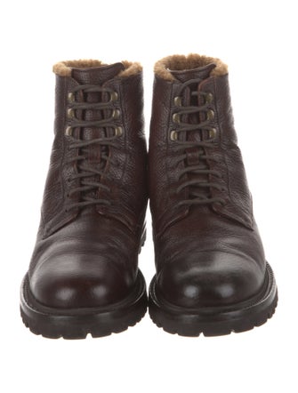 Brunello Cucinelli Leather Combat Boots