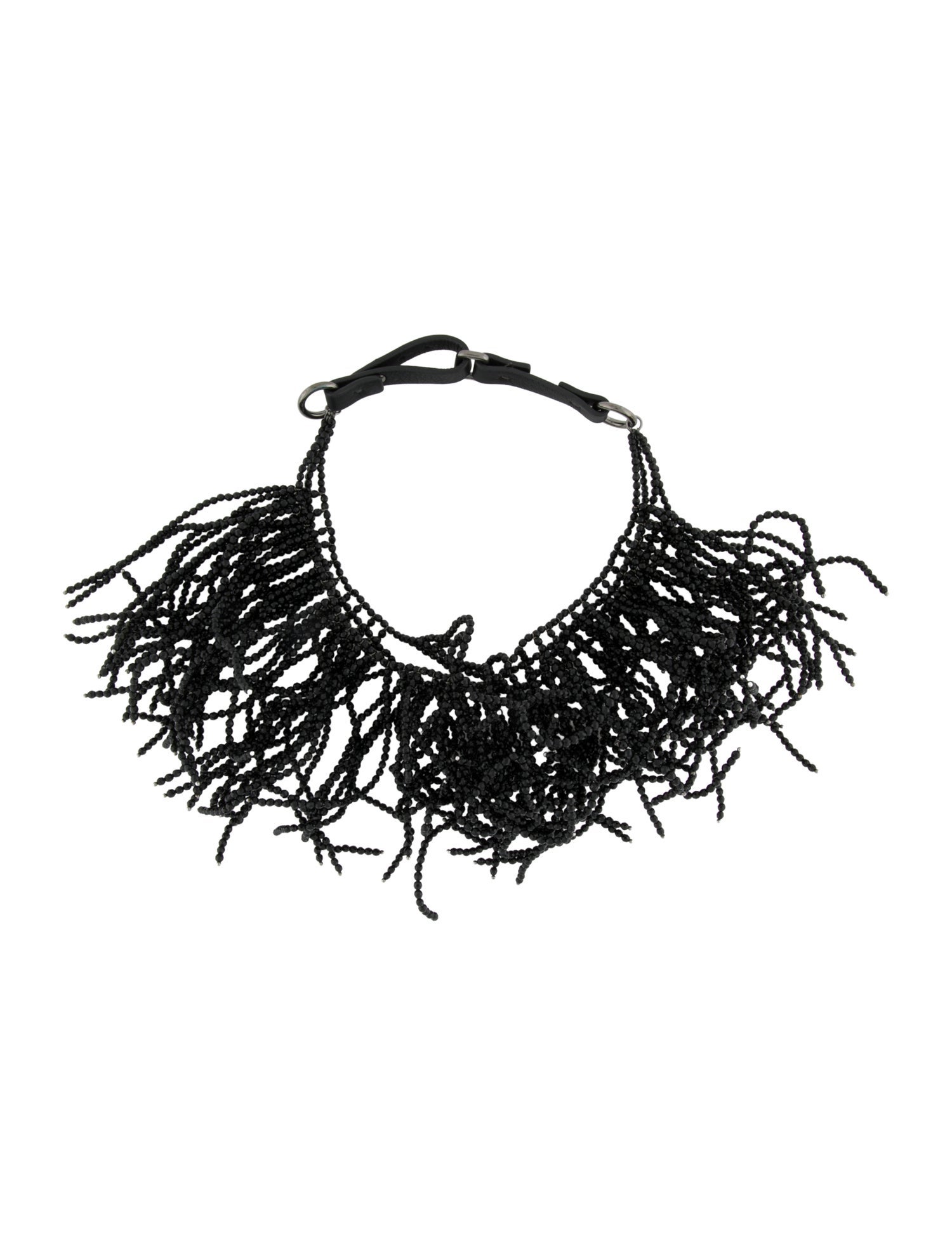 Brunello Cucinelli Leather & Faceted Bead Choker Necklace