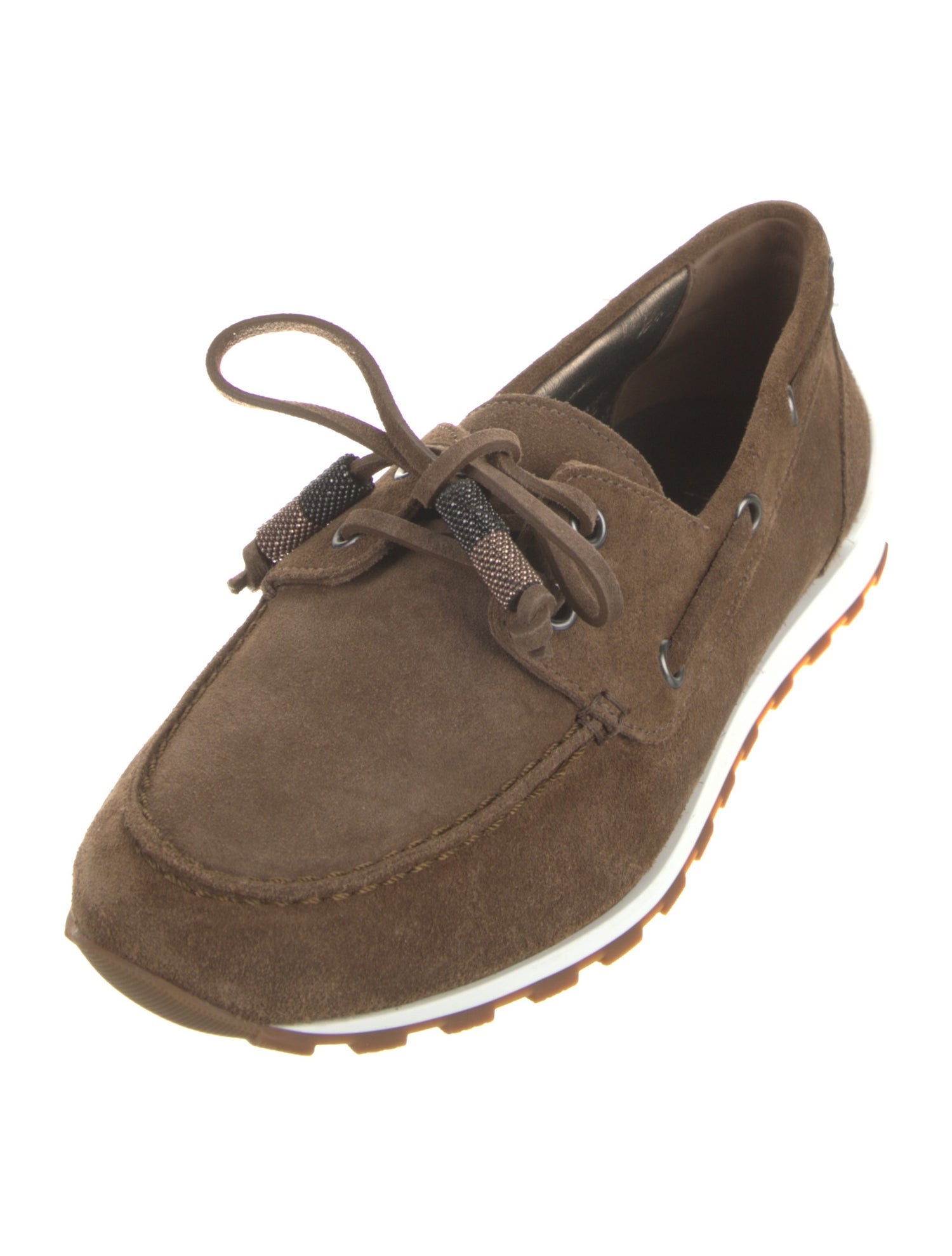 Brunello Cucinelli Suede Beaded Accents Moccasins