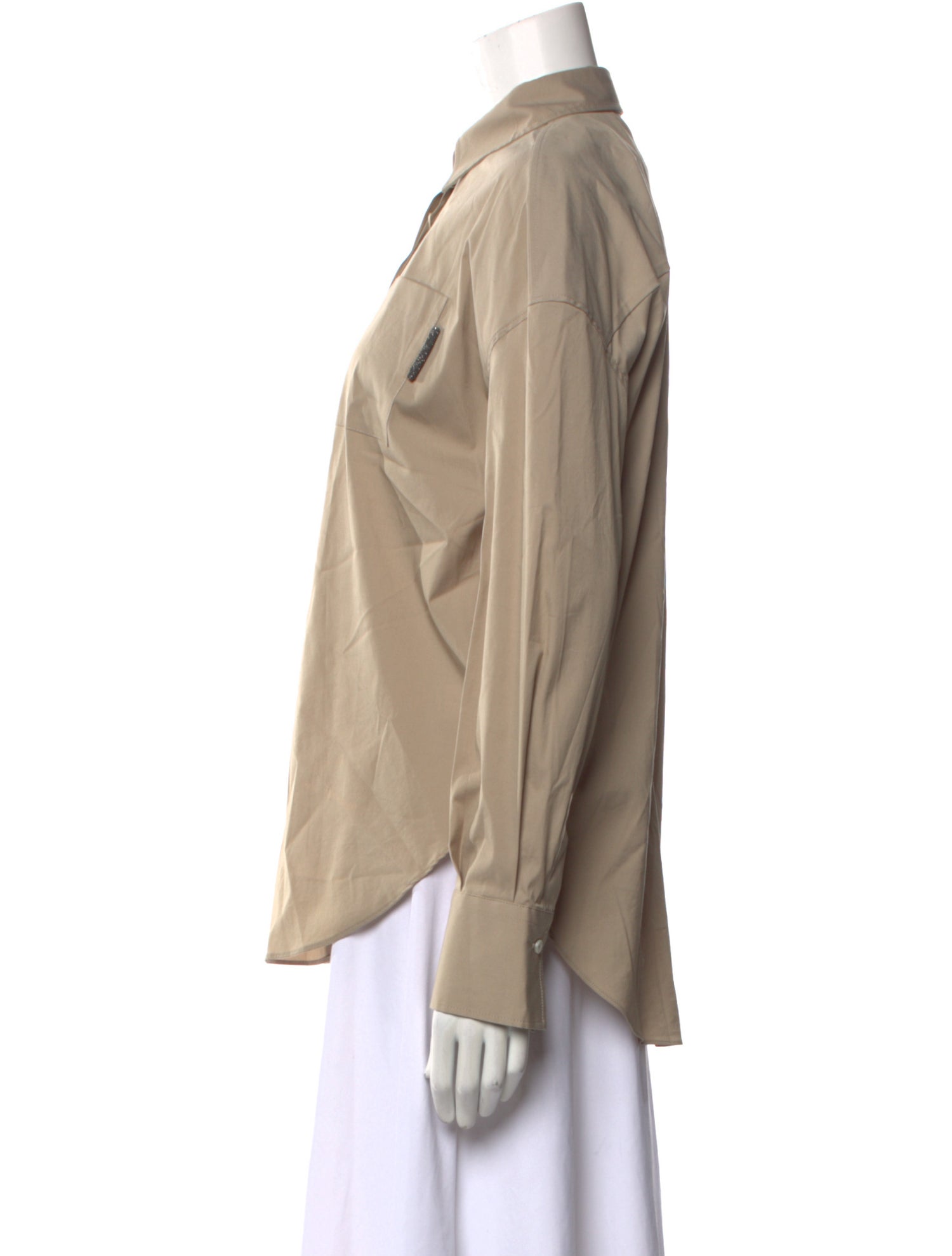 Brunello Cucinelli Long Sleeve Button-Up Top