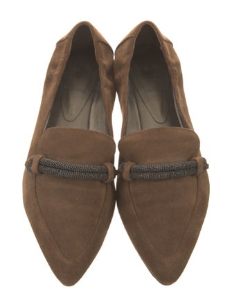Brunello Cucinelli Suede Beaded Accents Loafers