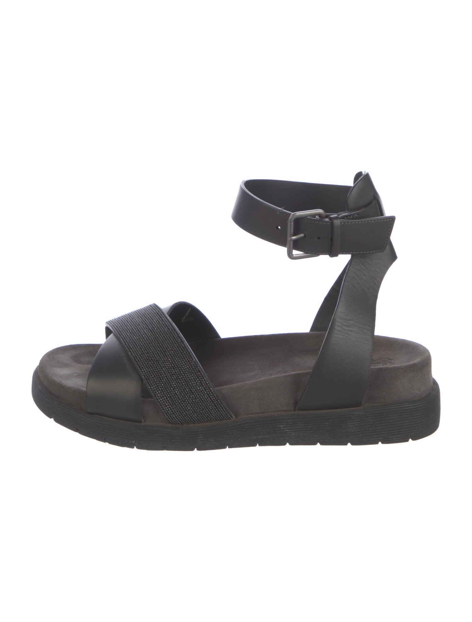 Brunello Cucinelli Leather Beaded Accents Sandals