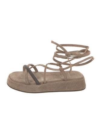 Brunello Cucinelli Suede Beaded Accents Espadrilles