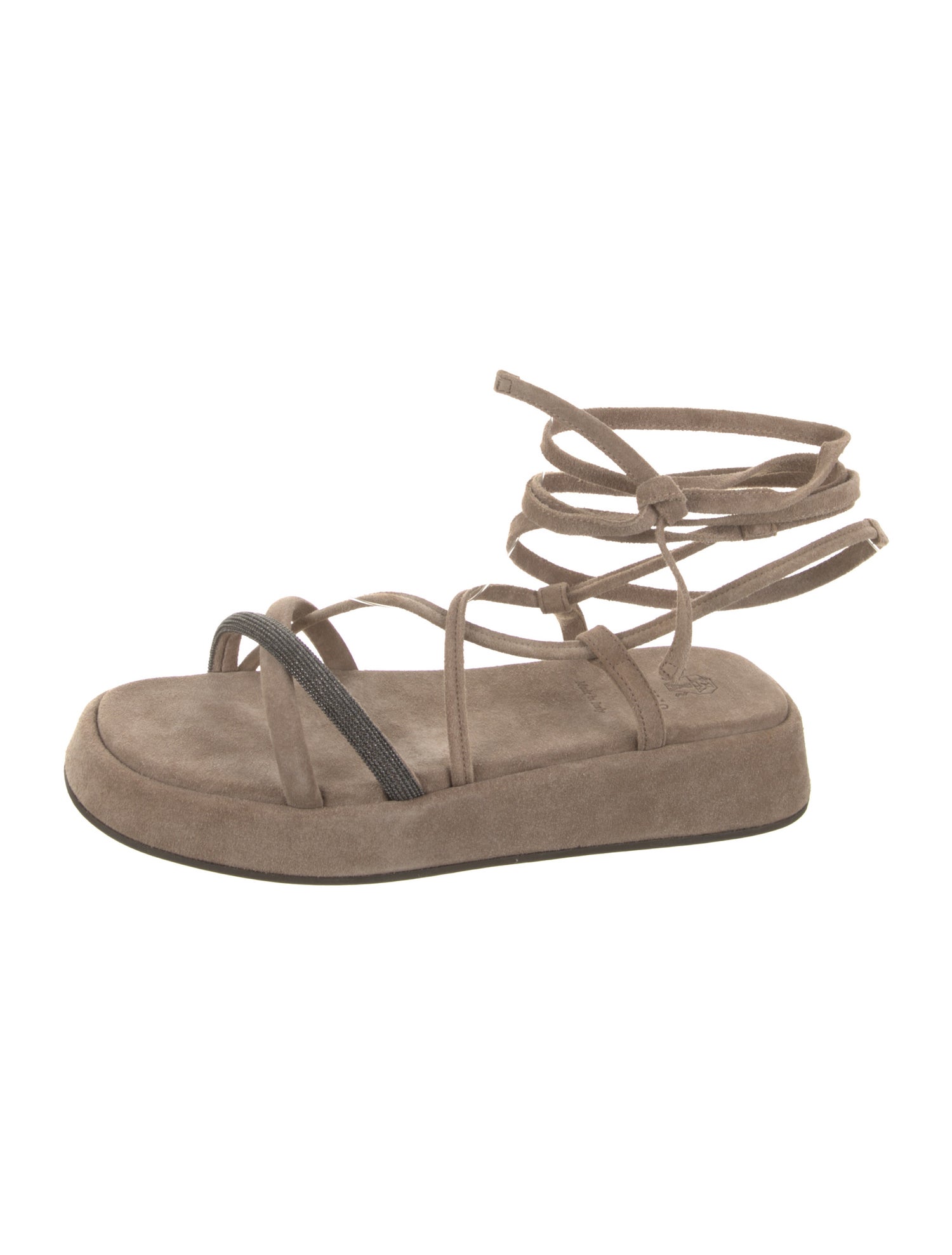 Brunello Cucinelli Suede Beaded Accents Espadrilles